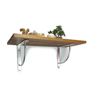 Solid Pine Rustical Shelf Medium Oak with LUK02 Bracket 25x120cm