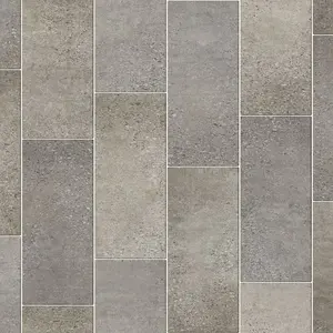 Grey Modern Tile Effect Non Slip Vinyl Flooring for Home, Shops, Offices, 4.0mm Pile Vinyl Sheet-5m(16'4") X 2m(6'6")-10m²