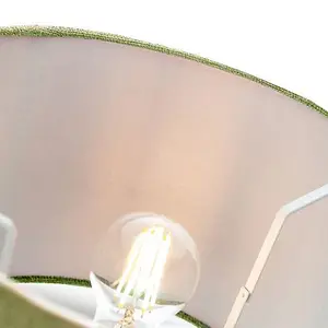 Contemporary and Sleek Olive Sage Plain Linen Fabric Drum Lamp Shade 60w Maximum