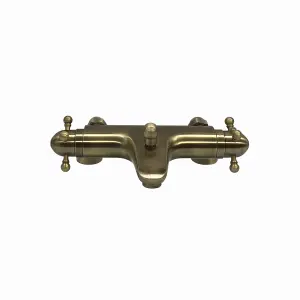 ENKI Gallant Antique Brass Traditional Deck Mounted Brass Thermostatic Shower Bar Mixer Valve with Slider Rail Kit BBT0229