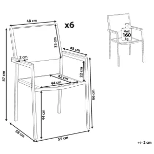 Set of 6 Garden Chairs GROSSETO Stainless Steel White