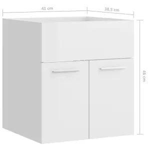 Berkfield Sink Cabinet High Gloss White 41x38.5x46 cm Engineered Wood