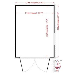 Shire Warwick 8x6 ft Apex Wooden 2 door Shed with floor & 1 window (Base included) - Assembly service included