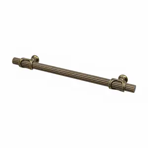 DecorAndDecor - SIENNA Antique Brass Lines T-Bar Kitchen Cabinet Pull Handles - 224mm - Pair