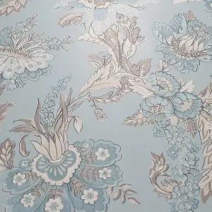 Abode Edward Floral Flowers Leaves Duck Egg Wallpaper