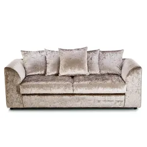 Crystal Crushed Velvet Fabric Fabric SofaSet 3 and 2 Seater Sofa  Mink - Scatter Back