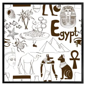 Hand drawn sketch egypt (Picutre Frame) / 30x30" / Black