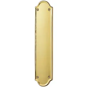 Shaped End Door Finger Plate 302 x 65mm 245 x 40mm Fixings Polished Brass