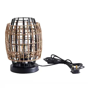 Simple E14 Black Handmade Twine Lamp Shade Table Lamp