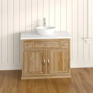 Nya 1000mm Single Bathroom Vanity with Vessel Ceramic Basin White