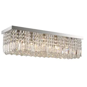 HOMCOM Modern Crystal Ceiling Light Square Chandelier for Home Office Silver