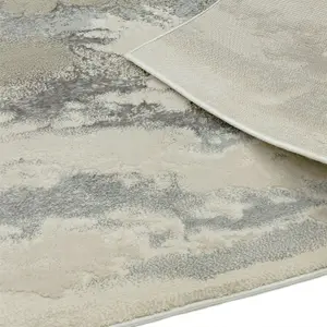 Beige Easy to Clean Abstract Optical/ (3D) Rug For Dining Room Bedroom And Living Room-120cm X 170cm