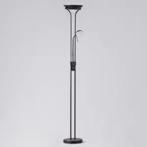 Litecraft Mother & Child Satin Black Dimmable Floor Lamp 2 Arm with Bulbs