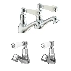 Nes Home Trafford Bathroom Brass Twin Basin & Bath Taps Chrome