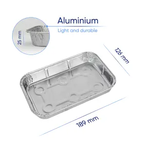 250 Pk Coppice Small Aluminium Foil Tray for Baking, BBQ, Roasting & Food Storage 19 x 13 x 2.5cm. Freezer, Microwave & Oven Safe