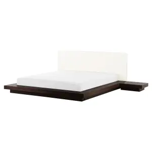 EU King Size Faux Leather Headboard Bed Dark Wood ZEN