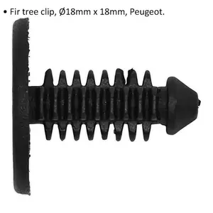 20 PACK Black Fir Tree Clips - 18mm x 18mm - Suitable For Peugeot Vehicles