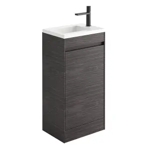 Rigel Dark Oak Floor Standing Cloakroom Vanity Unit with Resin Basin (W)44cm (H)87cm