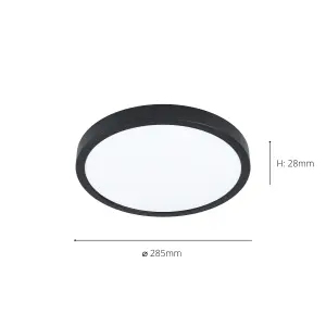 EGLO Fueva 5 Black Round Integrated LED Flush Light, 3000K, (D) 28.5