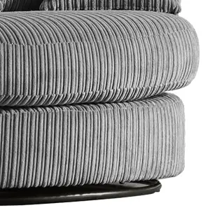 Luxor Jumbo Cord Grey Fabric Single Seater 360 Degree Swivel Chair Sofa Accessory