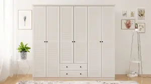 VOLET 6 Door 2 Drawer White Wardrobe