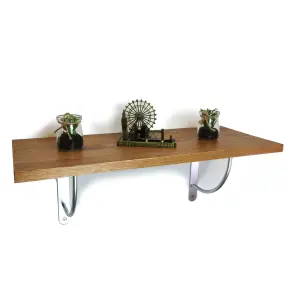 Solid Pine Rustical Shelf Medium Oak with LUK05 Bracket 25x80cm