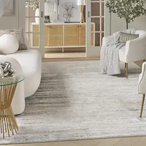 Cream Grey Abstract Modern Living Room Bedroom & Dining Room Rug-69 X 229cmcm (Runner)