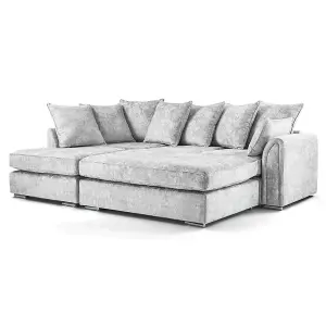 Chiswick Fabric Corner Sofa Silver Fox with Footstool - Left Hand Facing