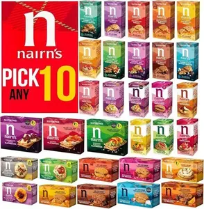 Nairn's PICK ANY 10 Gluten Free & Non-Gluten Free Oat Biscuits, Oatcakes, Crackers, Flatbreads. Flavours Inc. Chocolate Chip, Cheese, Fruit And Seed