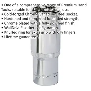 Premium 22mm Deep Drive Socket - 1/2 Inch Chrome Vanadium Forged Steel Tool