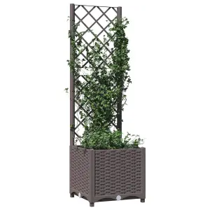 Berkfield Garden Planter with Trellis Brown 40x40x136 cm PP