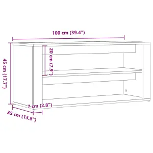 Berkfield Shoe Bench Artisan Oak 100x35x45 cm Engineered Wood