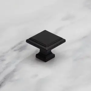 30mm Matt Black Square Cabinet Knob Cupboard Door Drawer Pull Wardrobe Furniture Replacement Upcycle