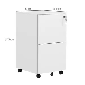 37cm Wide 2 -Drawer Mobile Steel File Cabinet White