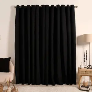 OHS Eyelet Blackout Pair Ready Made Curtains, Black - 66" x 54