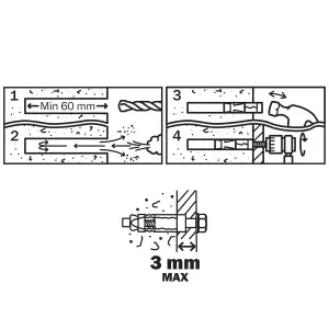 Diall M10 Carbon steel Zinc-plated Sleeve anchor (L)60mm, Pack of 4