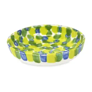 Petalo Hand Painted Ceramic Shallow Serving Bowl 23cm in Green