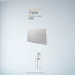 Warmhaus Vela Elips profile double panel horizontal radiator in white 600 (h) x 1829 (w)