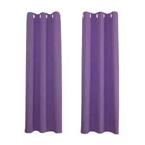 Purple Blackout Curtains - Eyelet Thermal Curtain  - 66 x 72 Inch Drop - 2 Panel