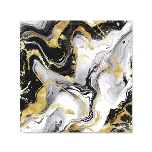 White And Black Marble Effect Premium Glass Kitchen Splashback W900mm x H650mm