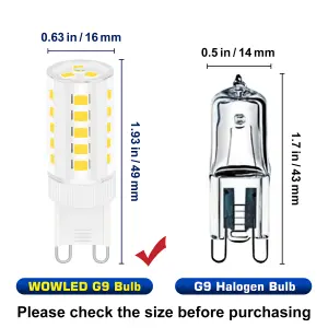 WOWLED 6X G9 LED Bulbs, 4W Equivalent to 30W Halogen Bulbs, Warm White 3000K, 360 Degree Beam Angle for Chandelier Home Lighting