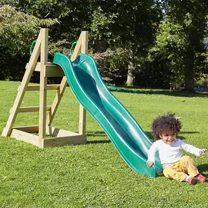 Rebo Wooden Lookout Tower Playhouse Climbing Frame with 6ft Slide & Swing - Yellowstone