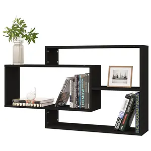 Jaleshia 3 Piece Rectangle Floating Shelf Matte Black