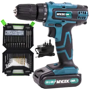 MYLEK VCB Cordless Drill with MYLEK 4ORCE 128 Piece Accessory Kit