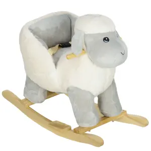 AIYAPLAY Baby Rocking Horse with Safety Belt, Sound, for 1-3 Years, Grey