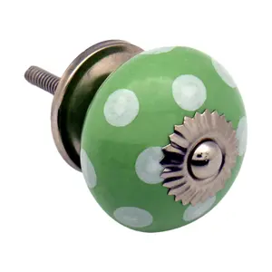 Nicola Spring - Round Ceramic Cabinet Knob - Green Spot