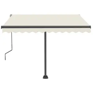 Berkfield Manual Retractable Awning with LED 350x250 cm Cream