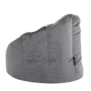 icon Sirena Scallop Chair Bean Bag Charcoal Grey Velvet Bean Bags