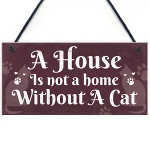 Red Ocean Funny Cat Quote Signs For Home Hanging Plaque Shabby Chic Cat House Friendship Gift