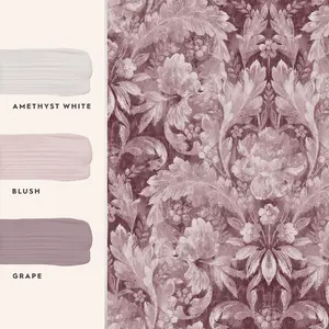 Laura Ashley Faded Glamour Apolline Pale Blackberry Smooth Wallpaper